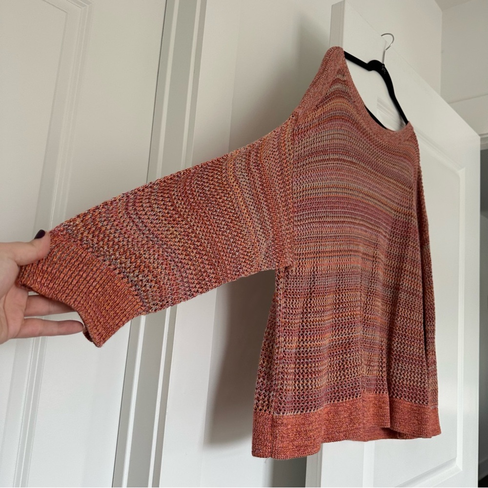 Old Navy (3X) Coral Pink Multicolor Knitted Crewneck Loose Fit Sweater - Picture 3 of 8